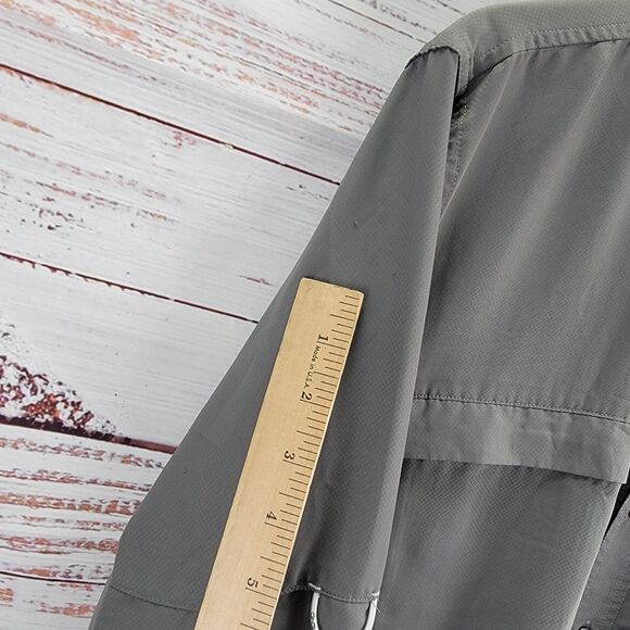 Game Guard Shirt Mens Large 1084 Pockets LOGO Long Sleeve Gray Button Down - Picture 5 of 9